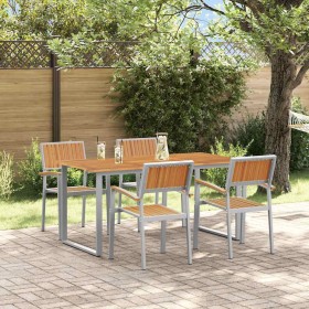 Conjunto de Comedor de Jardín 5 pcs Gris y marrón