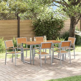 Conjunto de Comedor de Jardín 7 pcs Gris y marrón