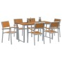 Conjunto de Comedor de Jardín 7 pcs Gris y marrón