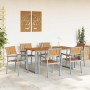 Conjunto de Comedor de Jardín 7 pcs Gris y marrón