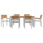 Conjunto de Comedor de Jardín 7 pcs Gris y marrón