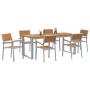 Conjunto de Comedor de Jardín 7 pcs Gris y marrón