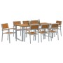 Conjunto de Comedor de Jardín 9 pcs Gris y marrón