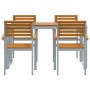 Conjunto de Comedor de Jardín 5 pcs Gris y marrón