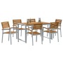 Conjunto de Comedor de Jardín 7 pcs Gris y marrón