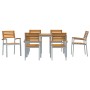 Conjunto de Comedor de Jardín 7 pcs Gris y marrón