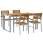 Conjunto de Comedor de Jardín 5 pcs Gris y marrón