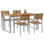 Conjunto de Comedor de Jardín 5 pcs Gris y marrón