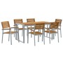 Conjunto de Comedor de Jardín 7 pcs Gris y marrón