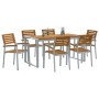Conjunto de Comedor de Jardín 7 pcs Gris y marrón