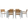 Conjunto de Comedor de Jardín 7 pcs Gris y marrón
