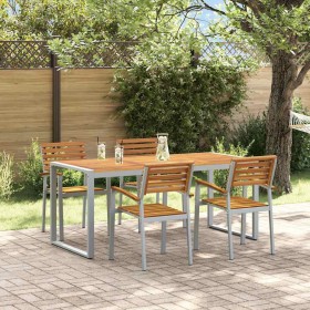 Conjunto de Comedor de Jardín 5 pcs Gris y marrón