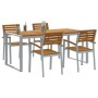 Conjunto de Comedor de Jardín 5 pcs Gris y marrón