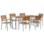 Conjunto de Comedor de Jardín 7 pcs Gris y marrón