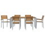 Conjunto de Comedor de Jardín 7 pcs Gris y marrón