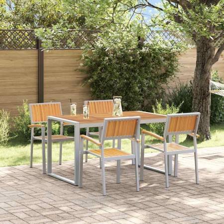 Conjunto de Comedor de Jardín 5 pcs Gris y marrón