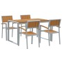 Conjunto de Comedor de Jardín 5 pcs Gris y marrón