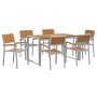 Conjunto de Comedor de Jardín 7 pcs Gris y marrón