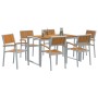Conjunto de Comedor de Jardín 7 pcs Gris y marrón