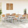 Conjunto de Comedor de Jardín 7 pcs Gris y marrón