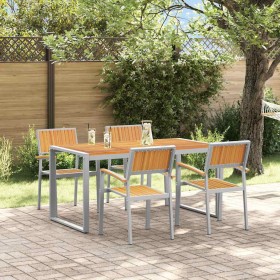 Conjunto de Comedor de Jardín 5 pcs Gris y marrón