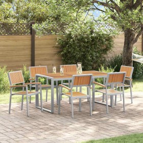 Conjunto de Comedor de Jardín 7 pcs Gris y marrón