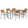 Conjunto de Comedor de Jardín 7 pcs Gris y marrón