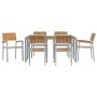 Conjunto de Comedor de Jardín 7 pcs Gris y marrón
