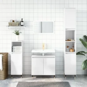 Glossy white engineered wood bathroom cabinet 58x33x60 cm by vidaXL, bathroom vanities - Ref: Foro24-831574, Price: 48,45 €, ...