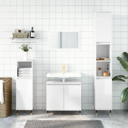 Glossy white engineered wood bathroom cabinet 58x33x60 cm by vidaXL, bathroom vanities - Ref: Foro24-831574, Price: 49,02 €, ...