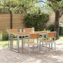 Conjunto de Comedor de Jardín 5 pcs Gris y marrón