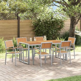 Conjunto de Comedor de Jardín 7 pcs Gris y marrón