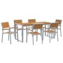 Conjunto de Comedor de Jardín 7 pcs Gris y marrón