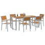 Conjunto de Comedor de Jardín 7 pcs Gris y marrón