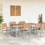 Conjunto de Comedor de Jardín 7 pcs Gris y marrón