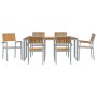Conjunto de Comedor de Jardín 7 pcs Gris y marrón