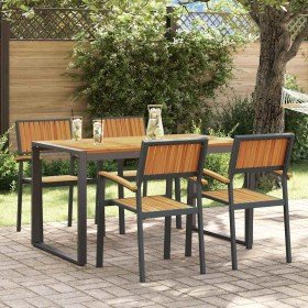 Conjunto de Comedor de Jardín 5 pcs Negro y marrón
