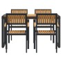 Conjunto de Comedor de Jardín 5 pcs Negro y marrón