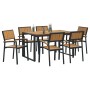 Conjunto de Comedor de Jardín 7 pcs Negro y marrón