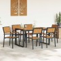 Conjunto de Comedor de Jardín 7 pcs Negro y marrón