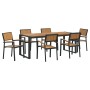 Conjunto de Comedor de Jardín 7 pcs Negro y marrón