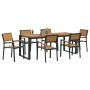 Conjunto de Comedor de Jardín 7 pcs Negro y marrón