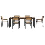 Conjunto de Comedor de Jardín 7 pcs Negro y marrón