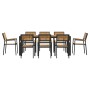 Conjunto de Comedor de Jardín 9 pcs Negro y marrón