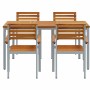 Conjunto de Comedor de Jardín 5 pcs Gris y marrón