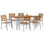 Conjunto de Comedor de Jardín 7 pcs Gris y marrón