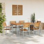 Conjunto de Comedor de Jardín 7 pcs Gris y marrón