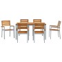 Conjunto de Comedor de Jardín 7 pcs Gris y marrón