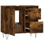 Armario de baño madera contrachapada roble ahumado 65x33x60 cm de vidaXL, Tocadores de baño - Ref: Foro24-831609, Precio: 67,...