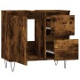 Armario de baño madera contrachapada roble ahumado 65x33x60 cm